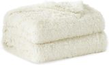 King Size Blanket Cream – Fuzzy, Fluffy, and Shaggy Faux Fur, Soft and Thick Sherpa, Tie-dye Decorative Gift for Bed, 108x90 Inches, 380 GSM