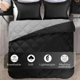 King Size Comforter Set - Black and Grey King Comforter, Soft Bedding Sets for All Seasons -3 Pieces - 1 Comforter (104 x92 ) and 2 Pillow Shams(20 x36 )