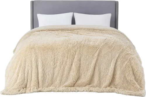 Fuzzy Faux Fur King Blanket - Soft, Fluffy, Plush Sherpa Fleece, 108x90 Inches, 640 GSM