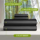 Sheets Set，Rayon Derived from 100% Bamboo_，Cooling & Soft Bed Sheets, Luxury Bedding Sheets & Pillowcases, 16 Inch Deep Pockets (Cal King,Black)