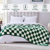 Checkered Throw Blanket, Avocado Green Microfiber Soft Cozy Fluffy Warm Hand Made Throw Blankets for Couch, Sofa, Chair, Bed, Camping, Picnic, Travel Lightweight Bed Blanket - 60 *80