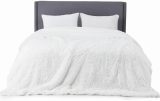 Soft White Faux Fur Blanket - Fluffy, Shaggy Sherpa, King Size Decorative Gift, 108x90 Inches, 640 GSM