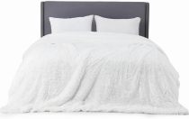 Soft White Faux Fur Blanket - Fluffy, Shaggy Sherpa, King Size Decorative Gift, 108x90 Inches, 640 GSM