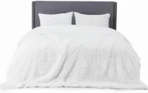 Soft White Faux Fur Blanket - Fluffy, Shaggy Sherpa, King Size Decorative Gift, 108x90 Inches, 640 GSM