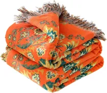 Boho Throw Blanket for Bed - 100% Cotton Ultra Soft Rustic Quilt Summer Blanket- Floral Farmhouse Decor Bed Blankets,All Season Rustic Throw for Sofa Chair 90 ×98