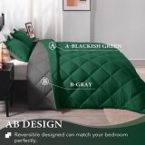 King Size Comforter Set - Dark Green and Grey King Comforter, Soft Bedding Sets for All Seasons -3 Pieces - 1 Comforter (104 x92 ) and 2 Pillow Shams(20 x36 )