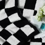 Checkered Throw Blanket, Black and White Microfiber Soft Cozy Fluffy Warm Hand Made Throw Blankets for Couch, Sofa, Chair, Bed, Camping, Picnic, Travel Lightweight Bed Blanket - 60 *80
