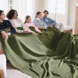 100% Cotton Large Blankets Oversized King for Bed - Waffle Weave Blankets for Spring, Lightweight and Breathable Couch Cover Blankets, Olive Green, 120x94 inches