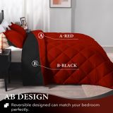 King Size Comforter Set - Red and Black King Comforter, Soft Bedding Sets for All Seasons - 3 Pieces - 1 Comforter (104 x92 ) and 2 Pillow Shams(20 x36 )