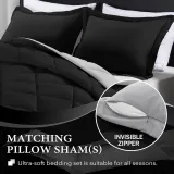 King Size Comforter Set - Black and Grey King Comforter, Soft Bedding Sets for All Seasons -3 Pieces - 1 Comforter (104 x92 ) and 2 Pillow Shams(20 x36 )