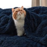 Faux Fur King Size Blanket Navy Blue – Fuzzy, Fluffy, and Shaggy Faux Fur, Soft and Thick Sherpa, Cozy Warm Decorative Gift, King Blanket for Bed, 108x90 Inches, 640 GSM