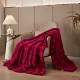 Luxury Faux Fur Rabbit Fur Throw Blanket Burgundy Red 90 x80 ,Plush Reversible Sherpa Blankets,Queen Fuzzy Elegant Thick Throws for Bed,Washable Bedding Accent Blankets for Sofa Couch Chair