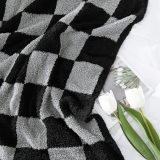 Checkered Throw Blanket, Black Grey Checkered Microfiber Soft Cozy Fluffy Warm Hand Made Weave Throw Blankets for Couch, Sofa, Chair, Bed, Picnic,Travel Lightweight Bed Blanket - 60 * 80