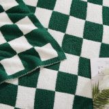 Checkered Throw Blanket, Avocado Green Microfiber Soft Cozy Fluffy Warm Hand Made Throw Blankets for Couch, Sofa, Chair, Bed, Camping, Picnic, Travel Lightweight Bed Blanket - 60 *80