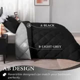 King Size Comforter Set - Black and Grey King Comforter, Soft Bedding Sets for All Seasons -3 Pieces - 1 Comforter (104 x92 ) and 2 Pillow Shams(20 x36 )