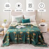 Boho Throw Blanket for Bed - 100% Cotton Ultra Soft Rustic Quilt - Summer Queen Blanket Bird Floral Printed Farmhouse Decor Large Bed Blankets,90 ×98  All Season Rustic Throw for Sofa Couch Chair