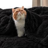 Faux Fur King Size Blanket Black – Fuzzy, Fluffy, and Shaggy Faux Fur, Soft and Thick Sherpa, Cozy Warm Decorative Gift, King Blanket for Bed, 108x90 Inches, 640 GSM
