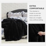Faux Fur King Size Blanket Black – Fuzzy, Fluffy, and Shaggy Faux Fur, Soft and Thick Sherpa, Cozy Warm Decorative Gift, King Blanket for Bed, 108x90 Inches, 640 GSM