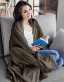 Bedding Fleece Blanket King Size Brown 300GSM Luxury Fuzzy Soft Anti-Static Microfiber Bed Blanket (90x102 Inches)