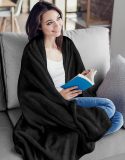 Bedding Fleece Blanket King Size Black 300GSM Luxury Bed Blanket Anti-Static Fuzzy Soft Blanket Microfiber (90x102 Inches)