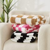 Checkered Throw Blanket, Black and White Microfiber Soft Cozy Fluffy Warm Hand Made Throw Blankets for Couch, Sofa, Chair, Bed, Camping, Picnic, Travel Lightweight Bed Blanket - 60 *80