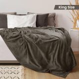 Bedding Fleece Blanket King Size Brown 300GSM Luxury Fuzzy Soft Anti-Static Microfiber Bed Blanket (90x102 Inches)