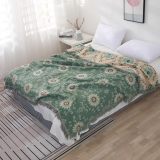 Boho Throw Blanket for Bed - 100% Cotton Ultra Soft Rustic Quilt Summer Blanket - Floral Printed Farmhouse Decor Bed Blankets,90 ×98  All Season Rustic Throw for Sofa Couch Chair