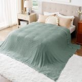 100% Cotton Large Blankets Oversized King for Bed - Waffle Weave Blankets for Spring, Lightweight and Breathable Couch Cover Blankets, Sage Green, 120x94 inches