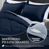 King Size Comforter Set - Blue and Sapphire King Comforter, Soft Bedding Sets for All Seasons -3 Pieces - 1 Comforter (104 x92 ) and 2 Pillow Shams(20 x36 )