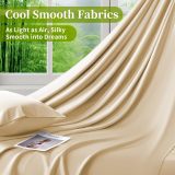 Sheets Set，Rayon Derived from 100% Bamboo_，Cooling & Soft Bed Sheets, Luxury Bedding Sheets & Pillowcases, 16 Inch Deep Pockets (Cal King,Beige)