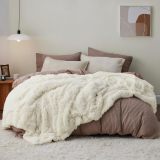 King Size Blanket Cream – Fuzzy, Fluffy, and Shaggy Faux Fur, Soft and Thick Sherpa, Tie-dye Decorative Gift for Bed, 108x90 Inches, 380 GSM