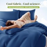 Sheets Set，Rayon Derived from 100% Bamboo_，Cooling & Soft Bed Sheets, Luxury Bedding Sheets & Pillowcases, 16 Inch Deep Pockets (King,Navy Blue)