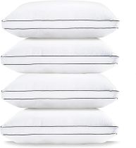 Standard Pillows for Sleeping - Bed Pillows Set of 4 - Luxury Hotel Quality Down Alternative Pillows for Back and Side Sleeper, Soft and Supportive Gusseted Pillow, 20x26