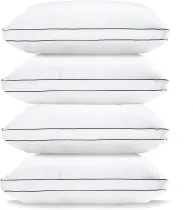 Standard Pillows for Sleeping - Bed Pillows Set of 4 - Luxury Hotel Quality Down Alternative Pillows for Back and Side Sleeper, Soft and Supportive Gusseted Pillow, 20x26