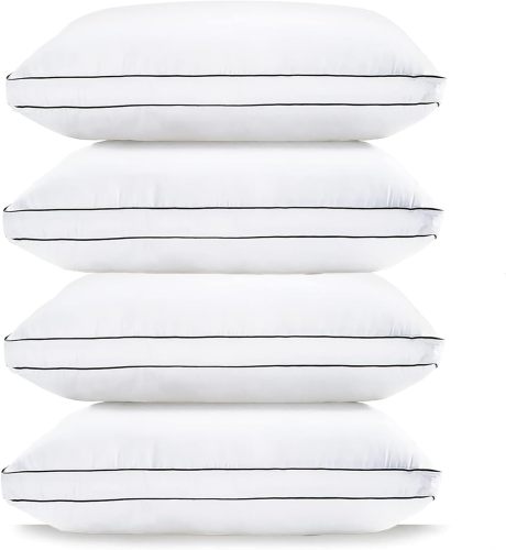 Standard Pillows for Sleeping - Bed Pillows Set of 4 - Luxury Hotel Quality Down Alternative Pillows for Back and Side Sleeper, Soft and Supportive Gusseted Pillow, 20x26