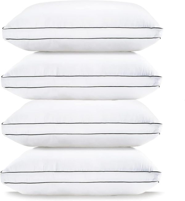 Standard Pillows for Sleeping - Bed Pillows Set of 4 - Luxury Hotel Quality Down Alternative Pillows for Back and Side Sleeper, Soft and Supportive Gusseted Pillow, 20x26
