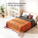Boho Throw Blanket for Bed - 100% Cotton Ultra Soft Rustic Quilt Summer Blanket- Floral Farmhouse Decor Bed Blankets,All Season Rustic Throw for Sofa Chair 90 ×98