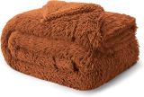 Faux Fur King Size Blanket Burnt Orange – Fuzzy, Fluffy, and Shaggy Faux Fur, Soft and Thick Sherpa, Cozy Warm Decorative Gift, King Blanket for Bed, 108x90 Inches, 640 GSM