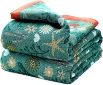 Boho Throw Blanket for Bed - 100% Cotton Ultra Soft Rustic Quilt Summer Blanket - Floral Printed Farmhouse Decor Bed Blankets,80 ×90  All Season Rustic Throw for Sofa Couch Chair