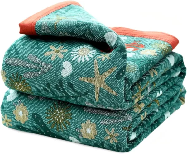 Boho Throw Blanket for Bed - 100% Cotton Ultra Soft Rustic Quilt Summer Blanket - Floral Printed Farmhouse Decor Bed Blankets,80 ×90  All Season Rustic Throw for Sofa Couch Chair