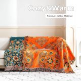 Boho Throw Blanket for Bed - 100% Cotton Ultra Soft Rustic Quilt Summer Blanket- Floral Farmhouse Decor Bed Blankets,All Season Rustic Throw for Sofa Chair 90 ×98