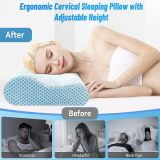 Neck Pillow for Sleeping, Ergonomic Cervical Neck Pillow for Neck Pain Relief, Memory Foam Pillow fit Neck Contour, Bed Pillow for Side Back Stomach Sleepers (Blue, Standard Size)