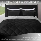 King Size Comforter Set - Black and Grey King Comforter, Soft Bedding Sets for All Seasons -3 Pieces - 1 Comforter (104 x92 ) and 2 Pillow Shams(20 x36 )