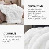Soft White Faux Fur Blanket - Fluffy, Shaggy Sherpa, King Size Decorative Gift, 108x90 Inches, 640 GSM
