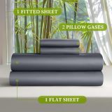 Sheets Set，Rayon Derived from 100% Bamboo_，Cooling & Soft Bed Sheets, Luxury Bedding Sheets & Pillowcases, 16 Inch Deep Pockets (Cal King,Dark Grey)