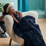 Faux Fur King Size Blanket Navy Blue – Fuzzy, Fluffy, and Shaggy Faux Fur, Soft and Thick Sherpa, Cozy Warm Decorative Gift, King Blanket for Bed, 108x90 Inches, 640 GSM