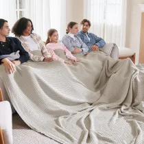 100% Cotton Large Blankets Oversized King for Bed - Waffle Weave Blankets for Spring, Lightweight and Breathable Couch Cover Blankets, Light Beige/Linen, 120x94 inches