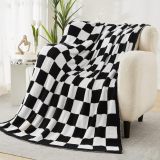 Checkered Throw Blanket, Black and White Microfiber Soft Cozy Fluffy Warm Hand Made Throw Blankets for Couch, Sofa, Chair, Bed, Camping, Picnic, Travel Lightweight Bed Blanket - 60 *80