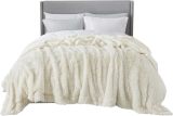 King Size Blanket Cream – Fuzzy, Fluffy, and Shaggy Faux Fur, Soft and Thick Sherpa, Tie-dye Decorative Gift for Bed, 108x90 Inches, 380 GSM