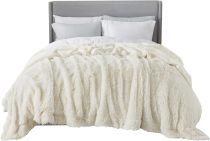 King Size Blanket Cream – Fuzzy, Fluffy, and Shaggy Faux Fur, Soft and Thick Sherpa, Tie-dye Decorative Gift for Bed, 108x90 Inches, 380 GSM